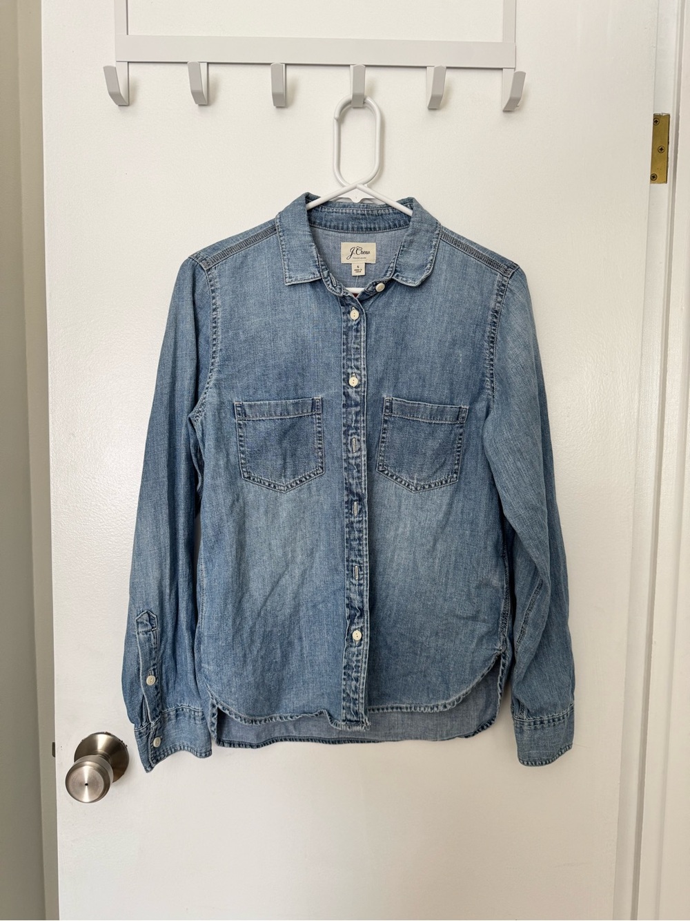 J. Crew Washed Denim Button-Front Shirt - Light Blue